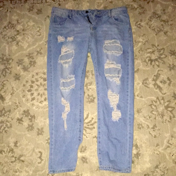 Denim - blue ripped jeans